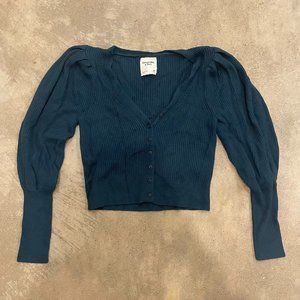 A&F Dark Teal Cropped Knit Sweater